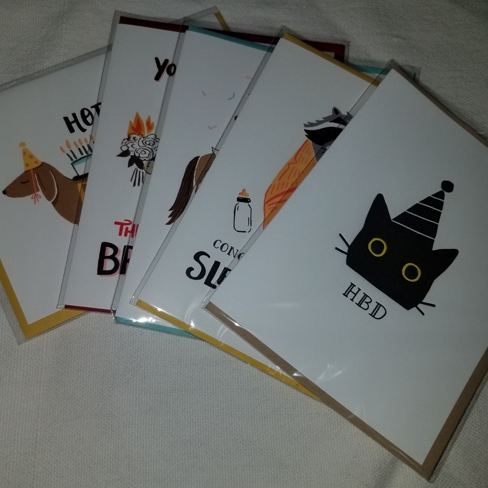 Card set of 5 birthday baby bride combo